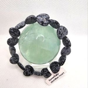 Snowflake Obsidian Heart Bracelet
